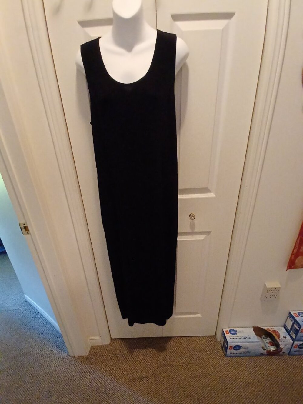 Chico's Travelers, Long Black, Stretch, Sleeveless Dress, Size 1 (Large), NWOT